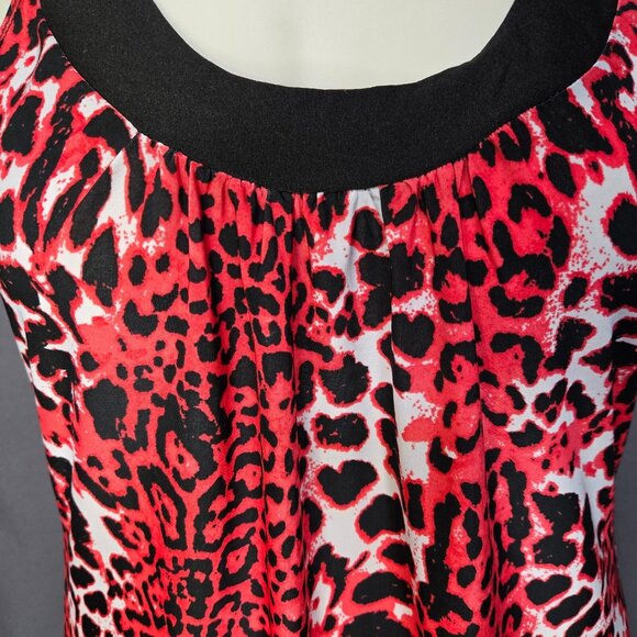 Y2K Leopard Print Long Top Size M Neon Orange Black Trashy Mcbling Scene Gyaru - Picture 3 of 8